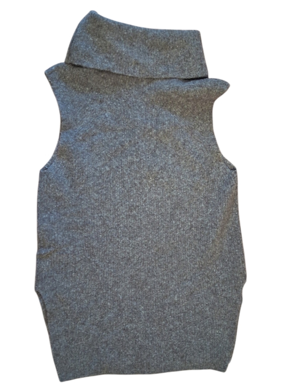 Wool Blend Sleeveless Cowl Turtleneck Sweater Vest - Gray 4582 - Picture 3 of 7